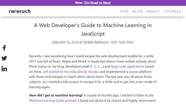 A Web Developer's Guide to Machine Learning in JavaScript