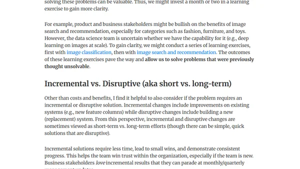 Choosing Problems in Data Science and Machine Learning