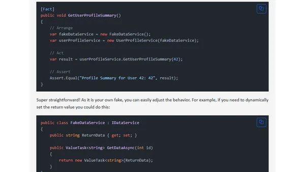 Creating Your Own Fakes Instead of Using Mocking Libraries