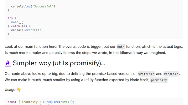 Simple code with fs.promises and async await