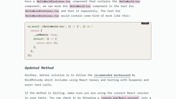 Running Tests with RTL and Vitest on Async and Internationalized React Server Components in Next.js App Router
