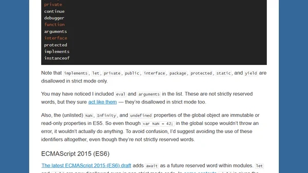 Reserved keywords in JavaScript