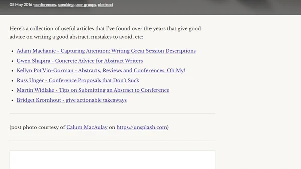 Collection of Articles on How to Write a Good Conference Abstract