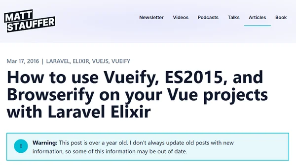 How to use Vueify, ES2015, and Browserify on your Vue projects with Laravel Elixir