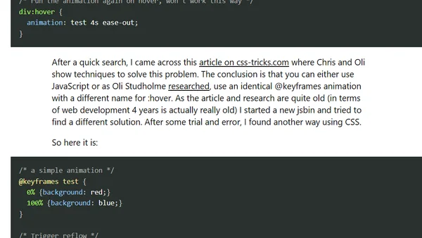 Restart CSS Animation (using CSS to trigger a reflow)
