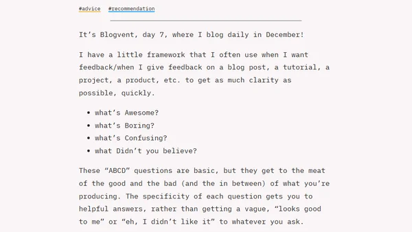 The ABCD framework for feedback