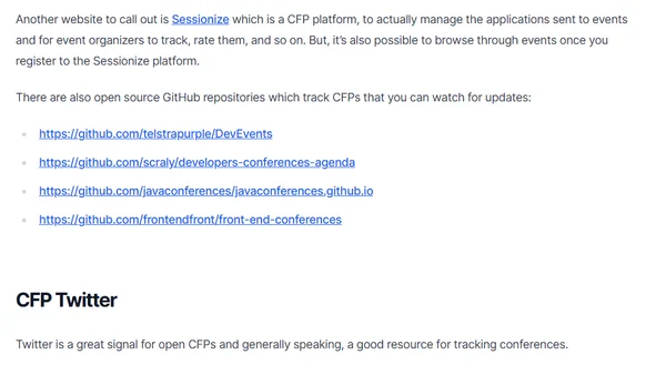 Resources for Public Speaking and Conference CFP application
