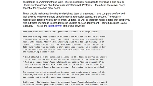 In praise of PostgreSQL