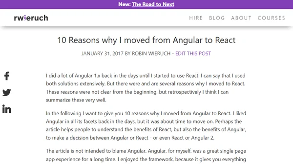 10 Reasons why I moved from Angular to React
