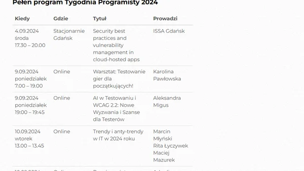 Tydzień Programisty – udział jest bezpłatny