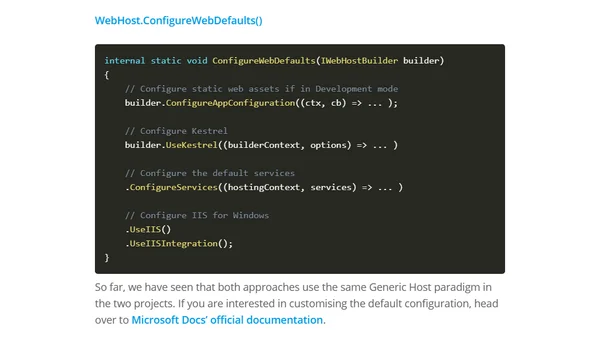 Understanding .NET Generic Host Model