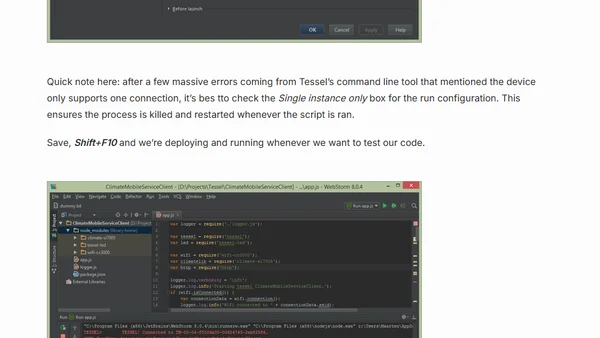 Developing for the Tessel with WebStorm
