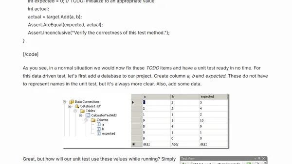 Data Driven Testing in Visual Studio 2008 - Part 1