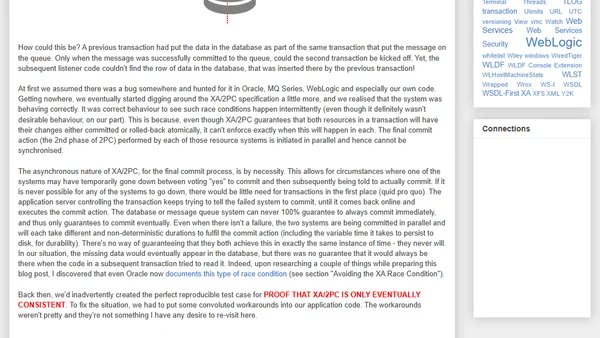 SHOCKER: XA Distributed Transactions are only Eventually Consistent!