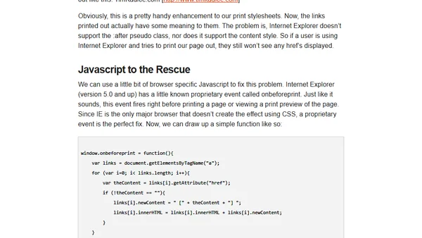 Display a Link's Href When Printing