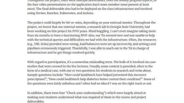 OMSCS CS6440 (Intro to Health Informatics) Review and Tips