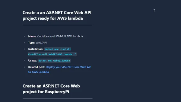 dotnet new templates for AWS Lambda and Raspberry Pi