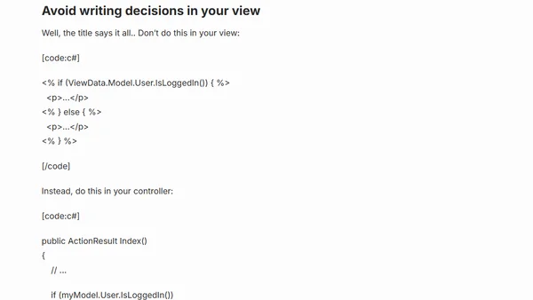 More ASP.NET MVC Best Practices