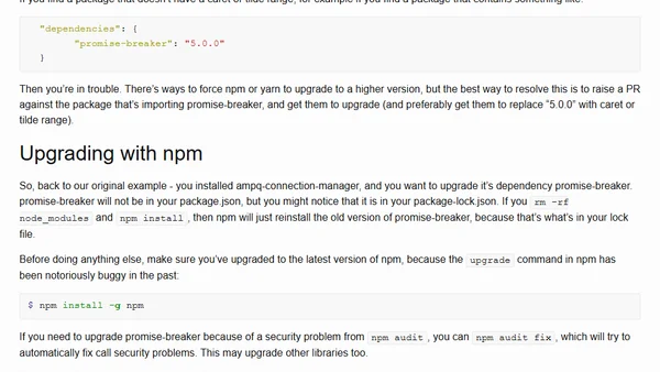 Node.JS: Upgrading indirect dependencies