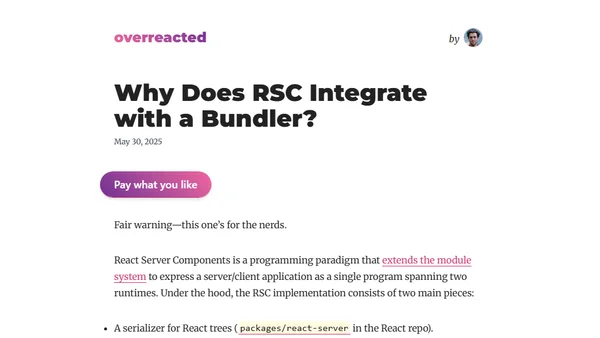 Why Does RSC Integrate with a Bundler?