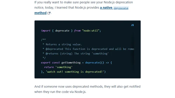 How to "officially" deprecate methods with Node.js utilities (#tilPost)