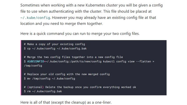 How to merge Kubernetes kubectl config files