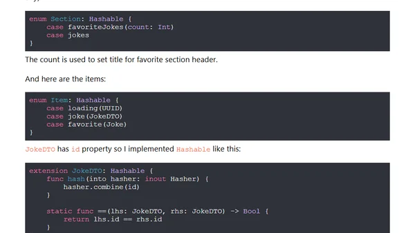 Tips and practices for setting up Diffable Data Sources