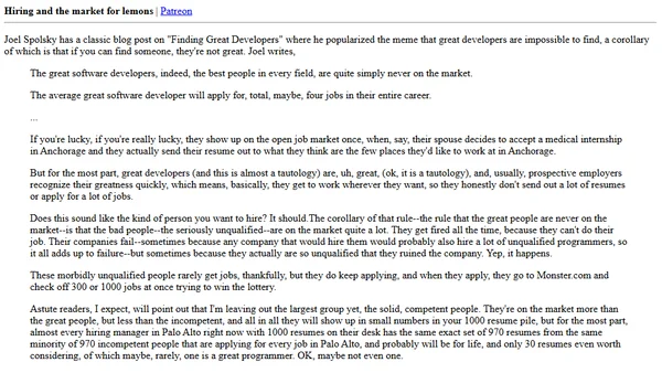 Hiring and the market for lemons