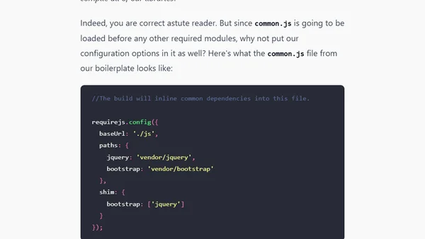 A RequireJS multi-page shimmed site: How-To