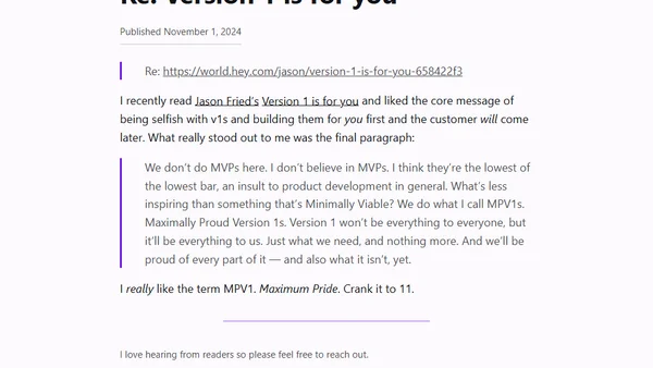 Re: Version 1 is for you