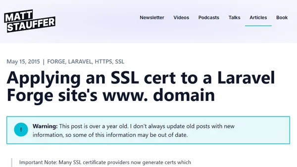Applying an SSL cert to a Laravel Forge site's www. domain