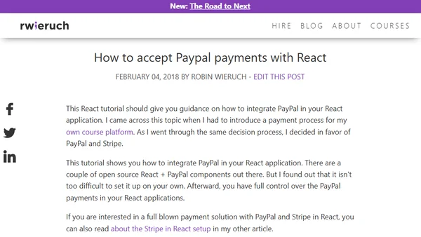How to accept Paypal payments with React