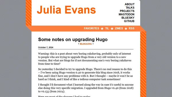 Some notes on upgrading Hugo