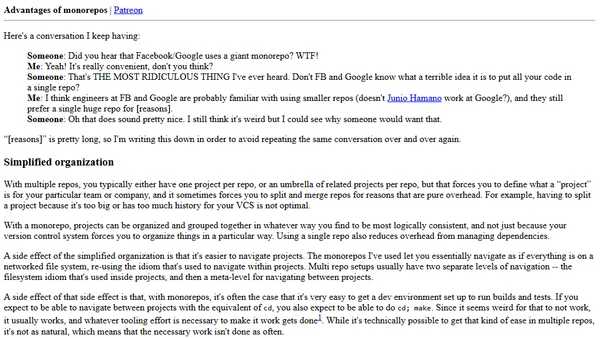 Advantages of monorepos