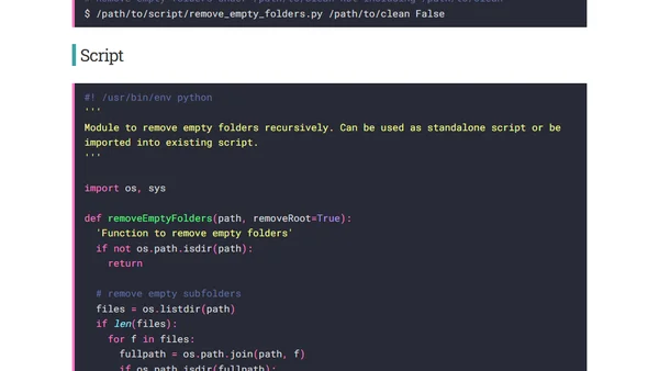 Python script: Recursively remove empty folders/directories
