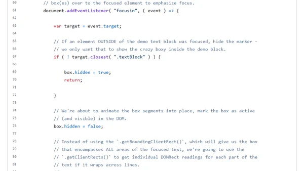 Animating DOM Rectangles Over Focused Elements In JavaScript