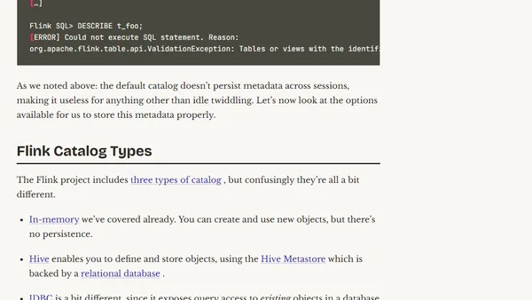 Catalogs in Flink SQL—A Primer