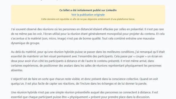 Les réunions hybrides (présentiel/distanciel)