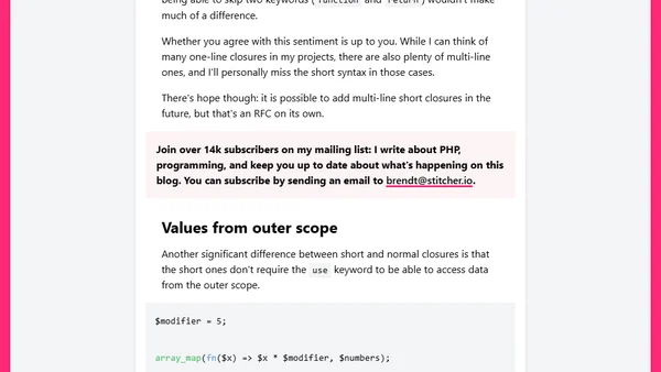 Arrow functions in PHP 7.4