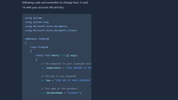 Step by step: .NET Core and Azure Cosmos DB