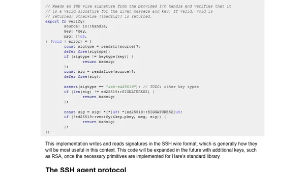 Implementing an SSH agent in Hare