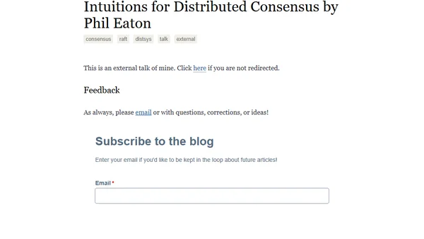 Intuitions for Distributed Consensus by Phil Eaton