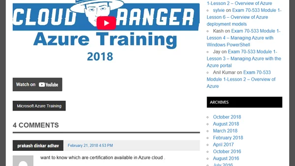 Exam 70-533 Module 1-Lesson 2 – Overview of Azure