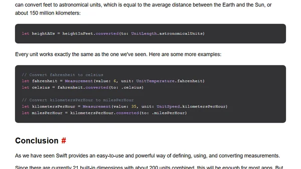 Units and Measurement Conversion in Swift (Part 1)