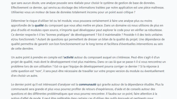 Choisir ses dépendances applicatives