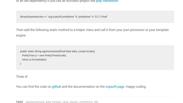 Format date and time in java with prettytime