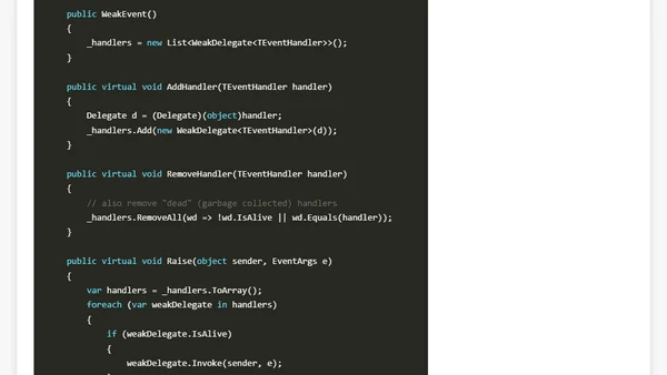 [C#] A simple implementation of the WeakEvent pattern