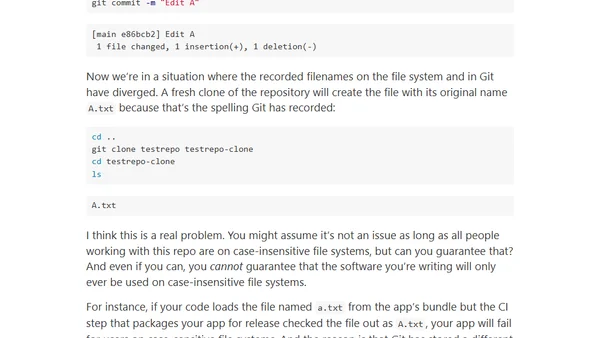 Use 'git mv' to record filename case changes in Git