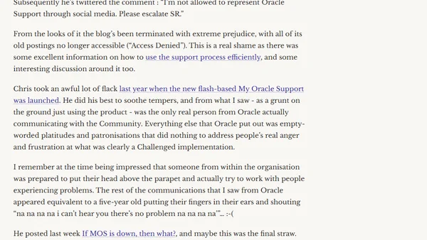 Oracle Support blog no more