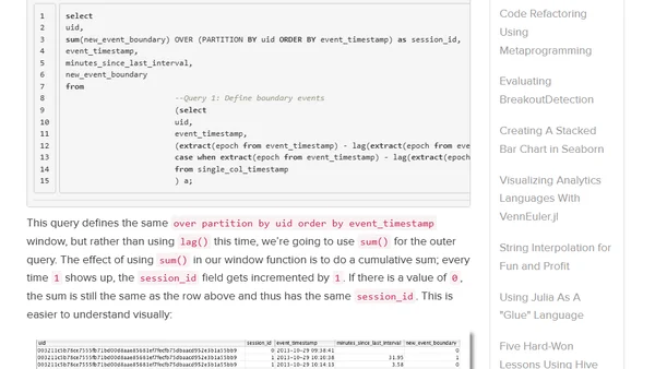 Sessionizing Log Data Using SQL